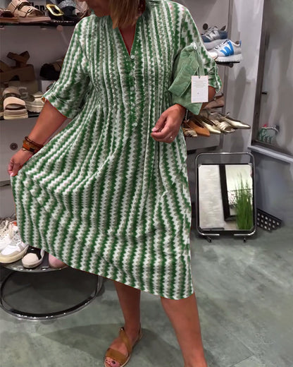 Shirt Dresses for Women Casual Long Sleeve Button Down Loose Striped Cotton Maxi Shirt Dress - Seldom Seen Styles