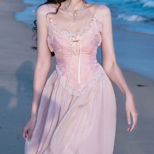 PENELOPE COQUETTE PINK LACE MIDI DRESS - Seldom Seen Styles