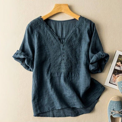 Luciana Cotton-Linen Blouse - Seldom Seen Styles