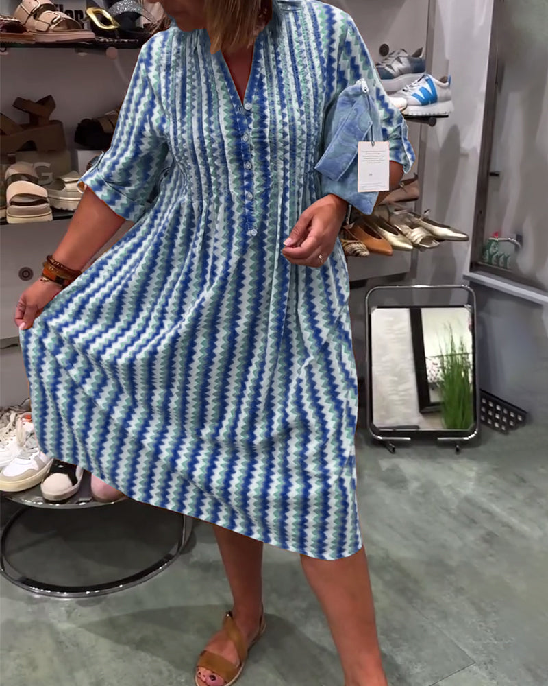 Shirt Dresses for Women Casual Long Sleeve Button Down Loose Striped Cotton Maxi Shirt Dress - Seldom Seen Styles