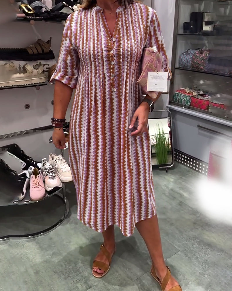 Shirt Dresses for Women Casual Long Sleeve Button Down Loose Striped Cotton Maxi Shirt Dress - Seldom Seen Styles