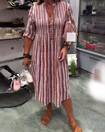 Shirt Dresses for Women Casual Long Sleeve Button Down Loose Striped Cotton Maxi Shirt Dress - Seldom Seen Styles