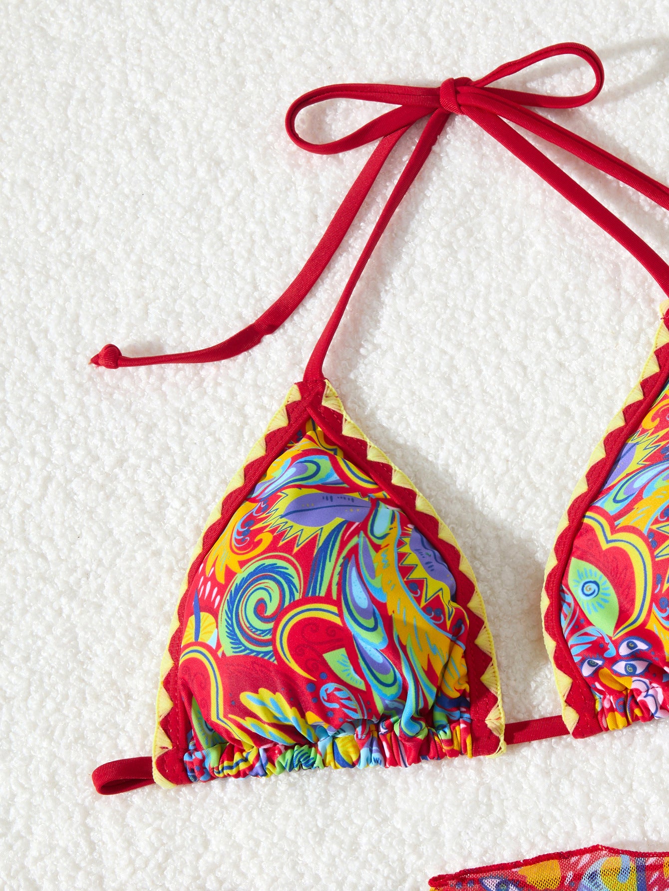 Women's Bikini Sets 2 Piece Halter Triangle Allover Print Swimsuit Set Boho Knot Side Bathing Suit Set