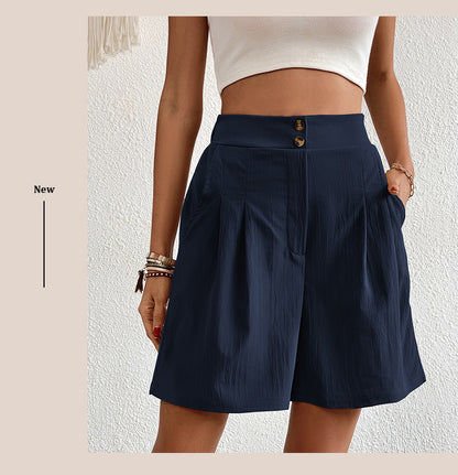 Womens Shorts Dressy Casual 2025 Trendy Summer Elastic High Waisted Pleated Side Slit Business Work Shorts Pockets