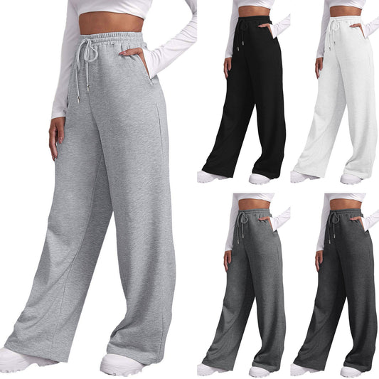 Women's Wide Leg Sweatpants Double Waisted Baggy Sweat Pants with Pockets - Seldom Seen Styles
