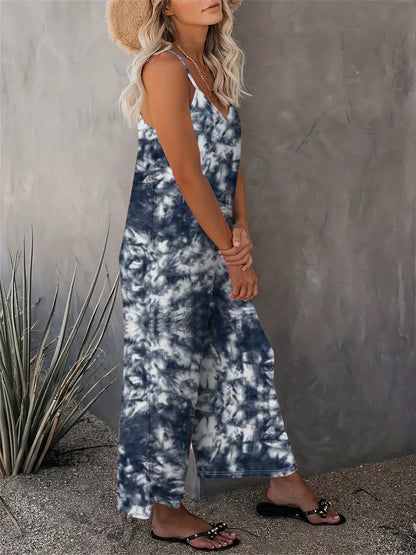 2025 Summer New Women's Casual Ladies' Strap Jumpsuit Pants New Printed Sleeveless Romper for Women