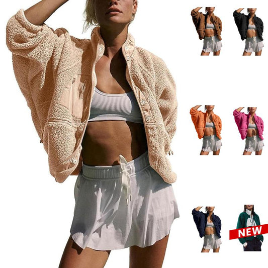 Women's Fuzzy Sherpa Fleece Jacket Winter Spring Coat Warm Button-Down Nurse Outfit for Fall & Daily Wear - Seldom Seen Styles