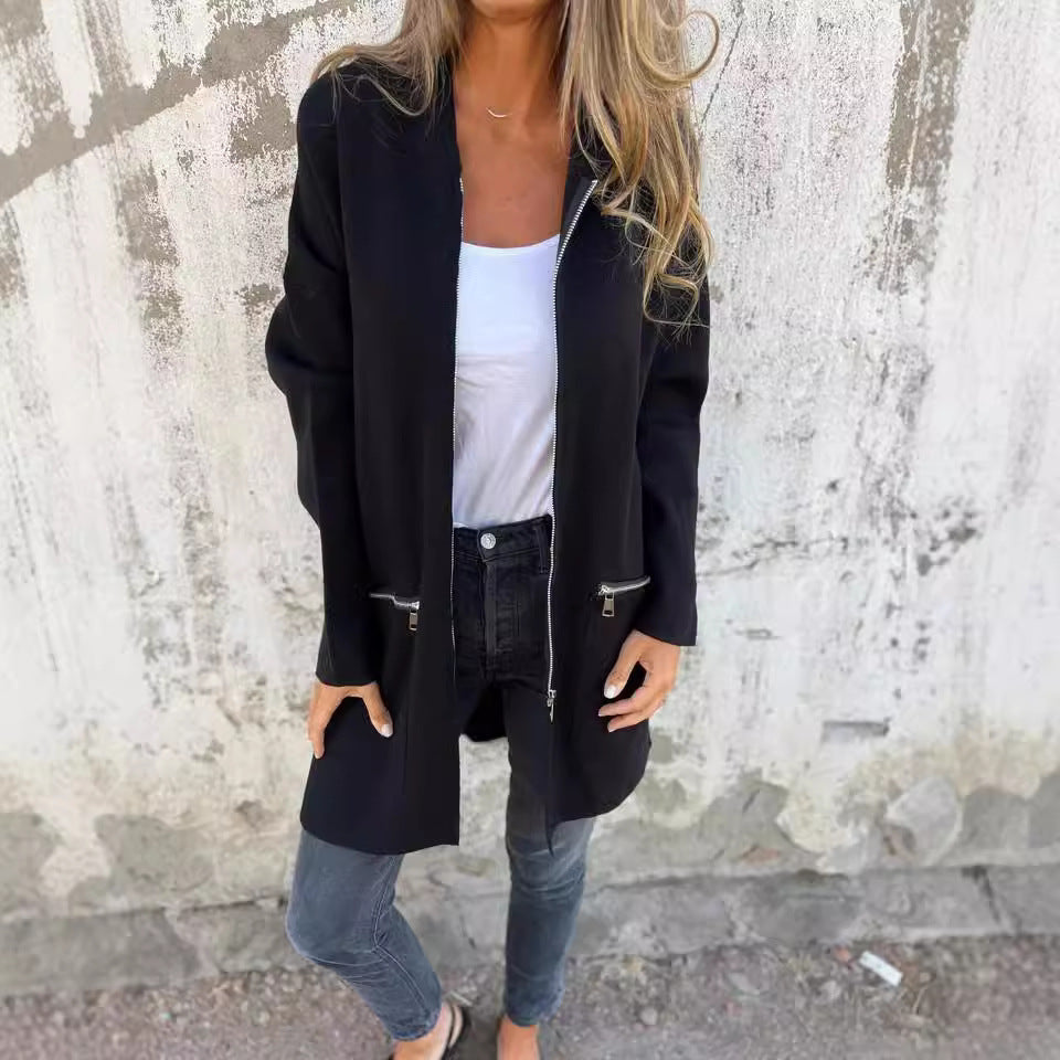 Fall And Winter Women'S Long-Sleeved Hooded Loose Fashion Casual Mid-Length Cardigan Jacket Female - Seldom Seen Styles