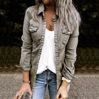 Women Button Down Denim Shirt Chambray Snap Buttons Lightweight Utility Anorak Military Jacket Coat 2025 - Seldom Seen Styles