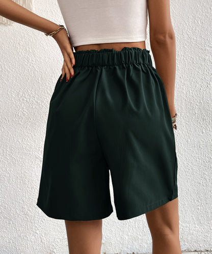 Womens Shorts Dressy Casual 2025 Trendy Summer Elastic High Waisted Pleated Side Slit Business Work Shorts Pockets