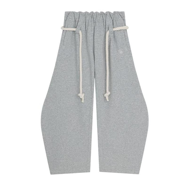 Baggy Wide Leg Pants for Women Casual Elastic Waist Lantern Trouser Sweatpants Womenswear Everyday Comfortable Nautical Rope Drawstring Unisex Fit 155-185cm - Seldom Seen Styles