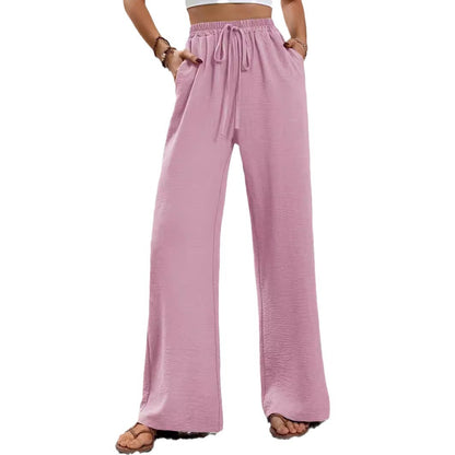 Wide Leg Pants for Women Elastic Waist Drawstring Palazzo Pants Lounge Pants with Pockets Loose Straight Leg Trousers - Seldom Seen Styles