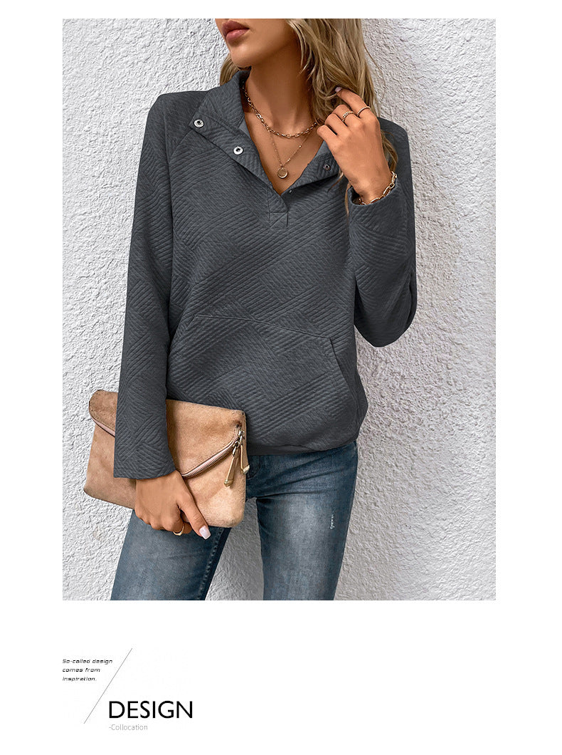 Independent Station Wholesale Hot Selling Multi-color Casual Simple Versatile Long Sleeve Textured Solid Color Cross-border Sweatshirt