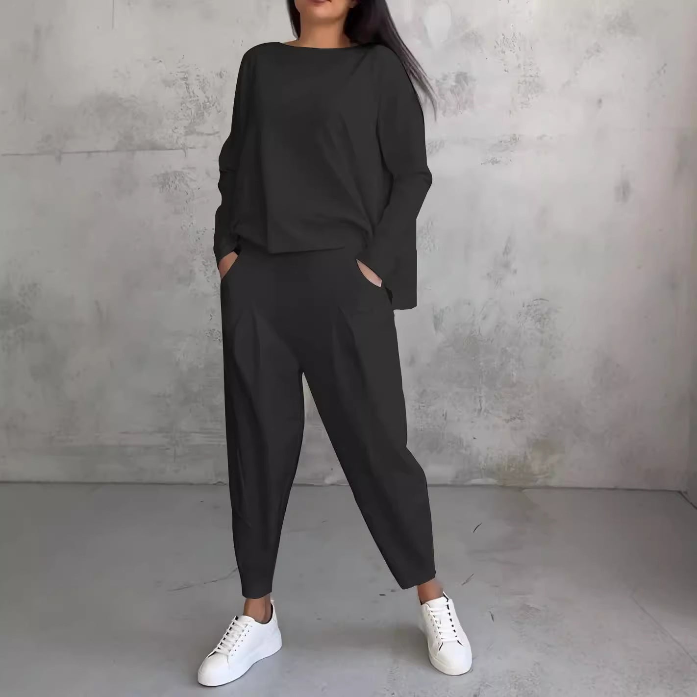 Womens 2 Piece Outfits Fall Solid Color Sweatsuits Sets Active Crewneck Going Out Sweat Suits Rompers Lounge Sets - Seldom Seen Styles