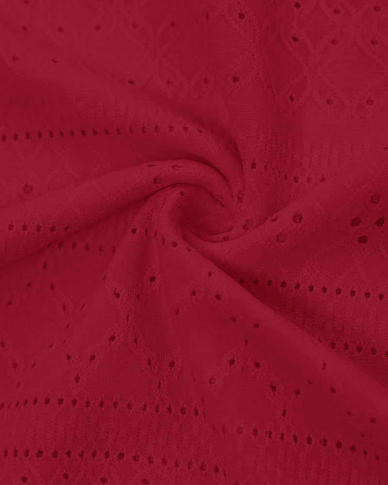 Sleeveless Ruched Cinched Waist Draped Bandeau Dress Eyelet Embroidery Slit Asymmetrical Hem Vacation Dress