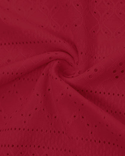 Sleeveless Ruched Cinched Waist Draped Bandeau Dress Eyelet Embroidery Slit Asymmetrical Hem Vacation Dress