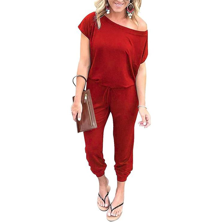 Women's Jumpsuit Plus Size S-XXXL Off-Shoulder Elastic Waist Stretchy Loose Minimalist Comfy Clothes Casual Outdoor Lightweight Romper - Fabric - Womenswear - Seldom Seen Styles