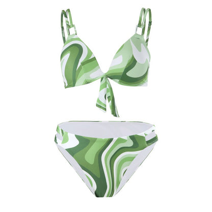 2024New Style Swimsuit Bikini Three-Piece Set Mesh Print Long Pants Swimwear swimwear - Seldom Seen Styles