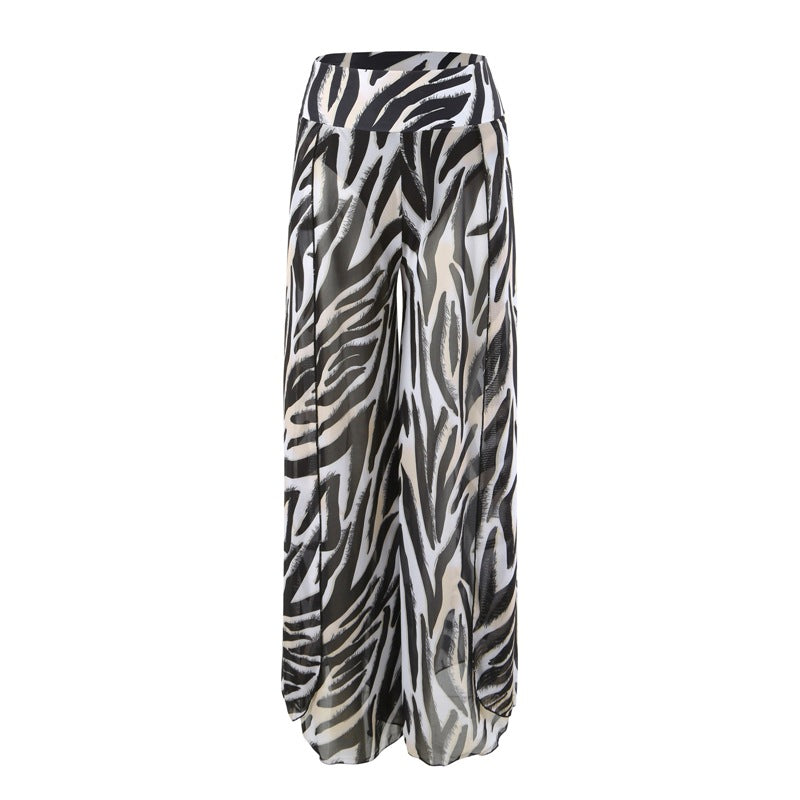 2024New Style Swimsuit Bikini Three-Piece Set Mesh Print Long Pants Swimwear swimwear - Seldom Seen Styles