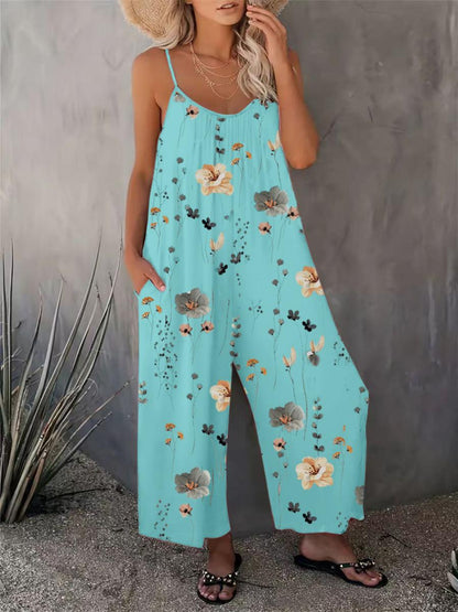 2025 Summer New Women's Casual Ladies' Strap Jumpsuit Pants New Printed Sleeveless Romper for Women - Seldom Seen Styles