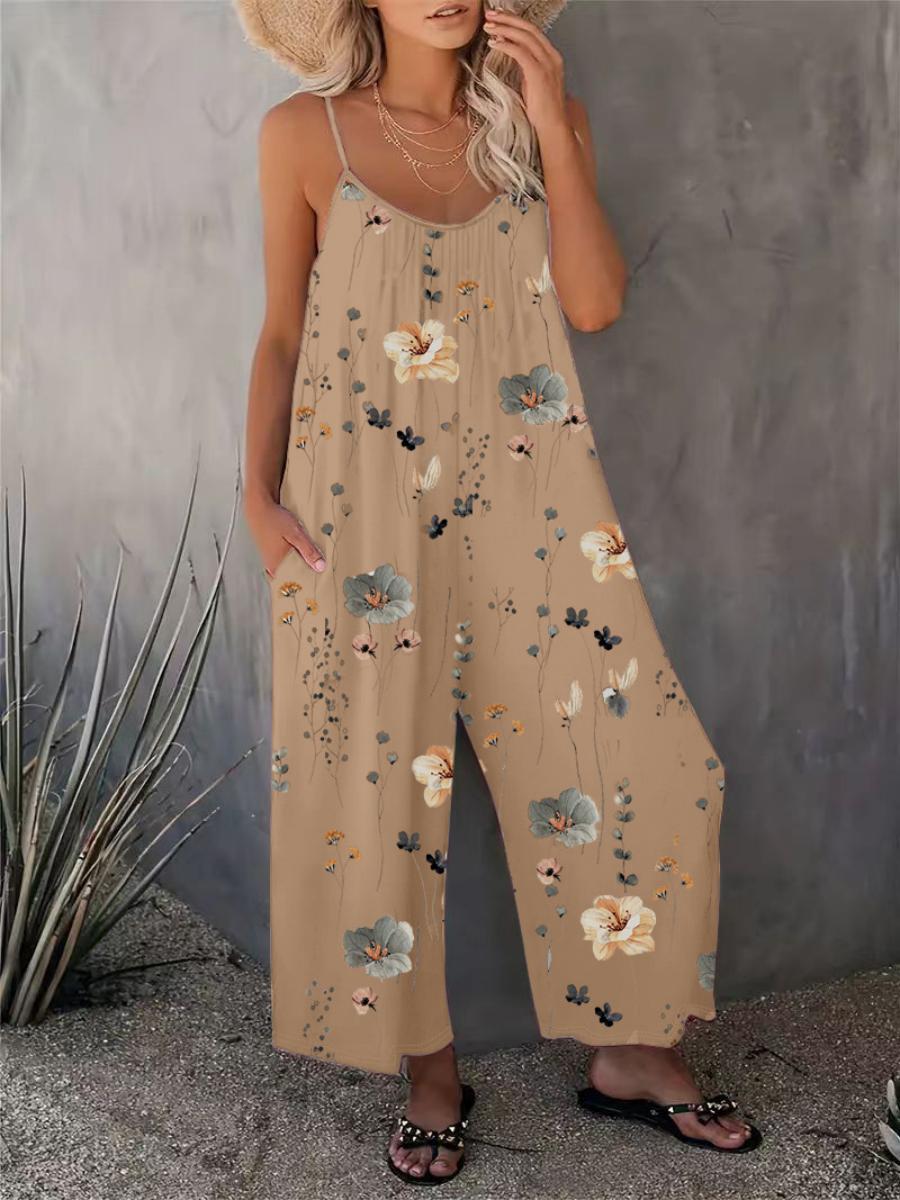 2025 Summer New Women's Casual Ladies' Strap Jumpsuit Pants New Printed Sleeveless Romper for Women - Seldom Seen Styles