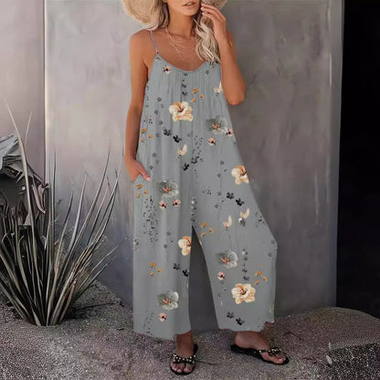 2025 Summer New Women's Casual Ladies' Strap Jumpsuit Pants New Printed Sleeveless Romper for Women - Seldom Seen Styles