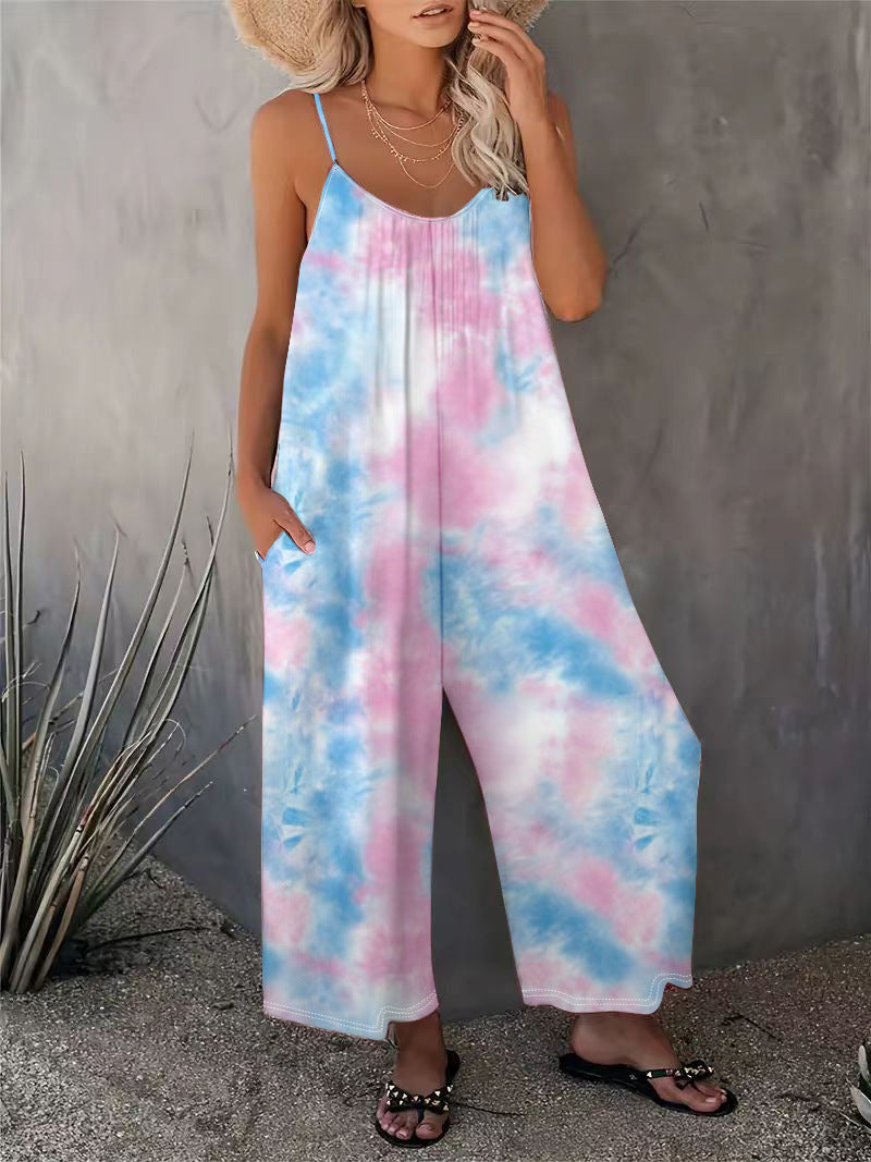 2025 Summer New Women's Casual Ladies' Strap Jumpsuit Pants New Printed Sleeveless Romper for Women - Seldom Seen Styles