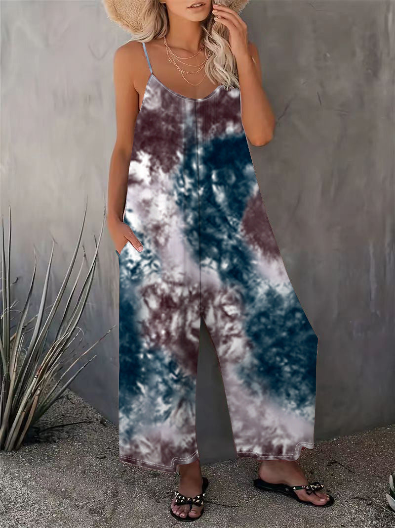 2025 Summer New Women's Casual Ladies' Strap Jumpsuit Pants New Printed Sleeveless Romper for Women - Seldom Seen Styles