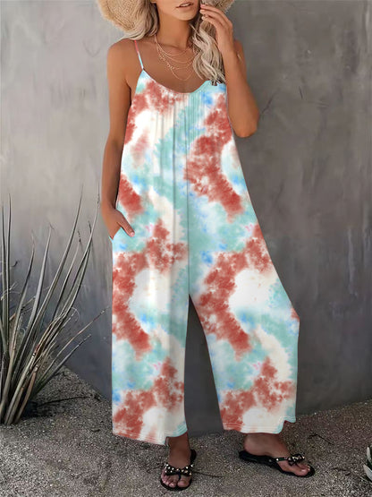 2025 Summer New Women's Casual Ladies' Strap Jumpsuit Pants New Printed Sleeveless Romper for Women - Seldom Seen Styles