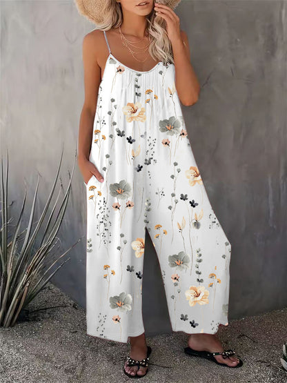 2025 Summer New Women's Casual Ladies' Strap Jumpsuit Pants New Printed Sleeveless Romper for Women - Seldom Seen Styles