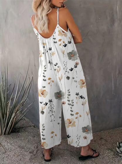 2025 Summer New Women's Casual Ladies' Strap Jumpsuit Pants New Printed Sleeveless Romper for Women - Seldom Seen Styles