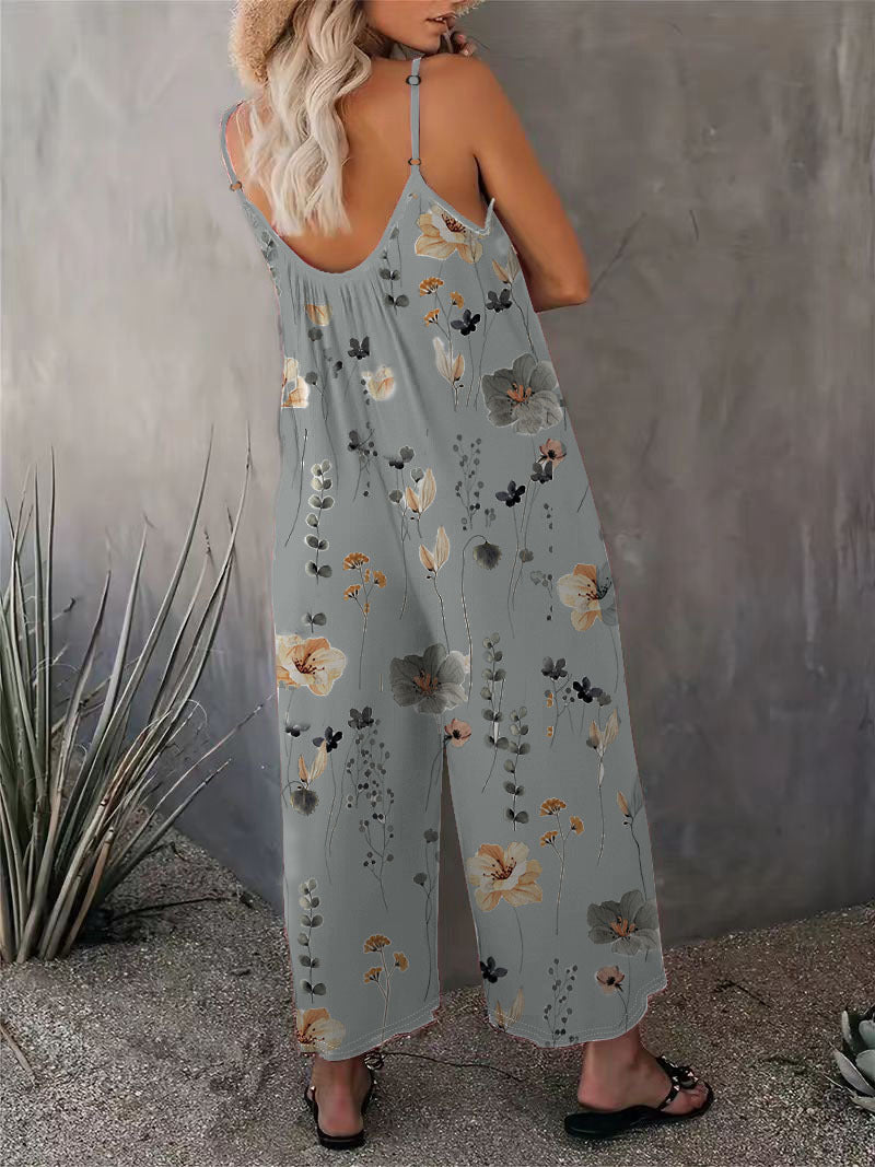 2025 Summer New Women's Casual Ladies' Strap Jumpsuit Pants New Printed Sleeveless Romper for Women - Seldom Seen Styles
