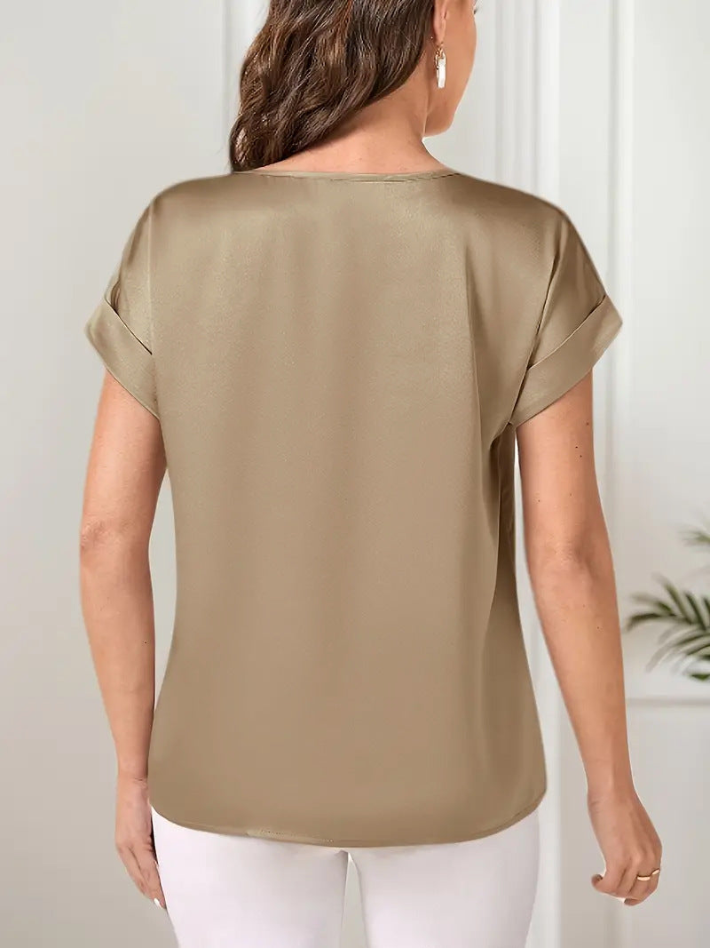 2025New Year Women's Summer Style Round Neck Short Sleeve Loose Solid Color Casual Round Neck T Women's T-shirt - Seldom Seen Styles