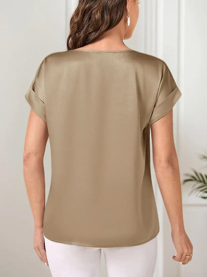 2025New Year Women's Summer Style Round Neck Short Sleeve Loose Solid Color Casual Round Neck T Women's T-shirt - Seldom Seen Styles