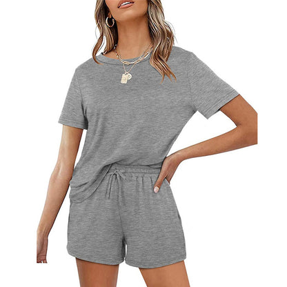 2025Summer New Women's Two-Piece Set Solid Color Short Sleeve T Casual T-shirt and Shorts Set for Women - Seldom Seen Styles