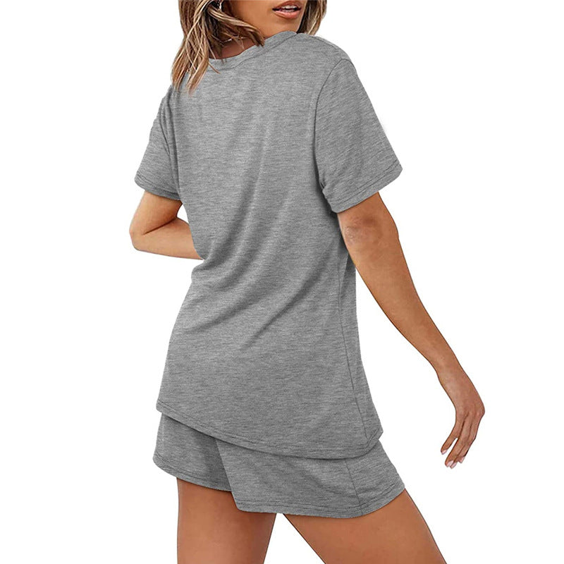 2025Summer New Women's Two-Piece Set Solid Color Short Sleeve T Casual T-shirt and Shorts Set for Women - Seldom Seen Styles