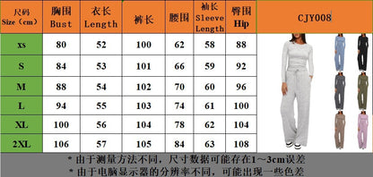 2025Women's Spring Solid Color Casual Long Sleeve Top with High Waist Wide Leg Pants Tracksuit Set - Seldom Seen Styles