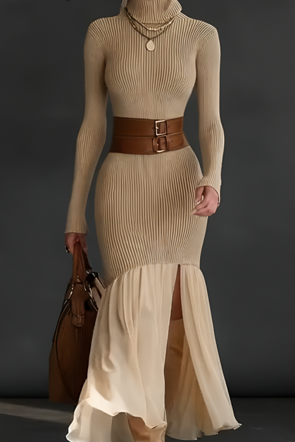 Elegant Turtleneck Knit Dress