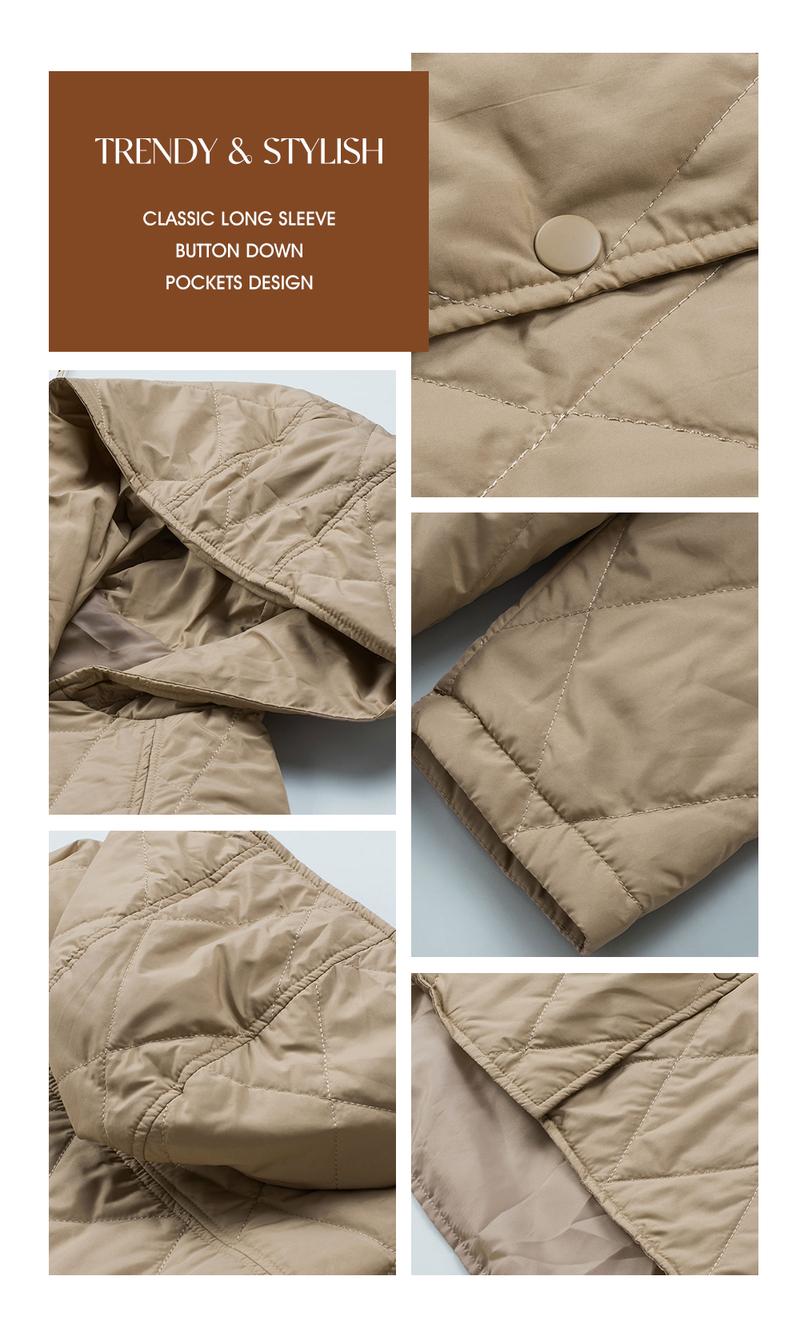 Puffer Jacket for Women,Lightweight Long Sleeve Button Hoodies Outerwear,Oversized Basic Casual Comfort Coats Tops,2025 Womenswear Fall Winter Outfits - Seldom Seen Styles