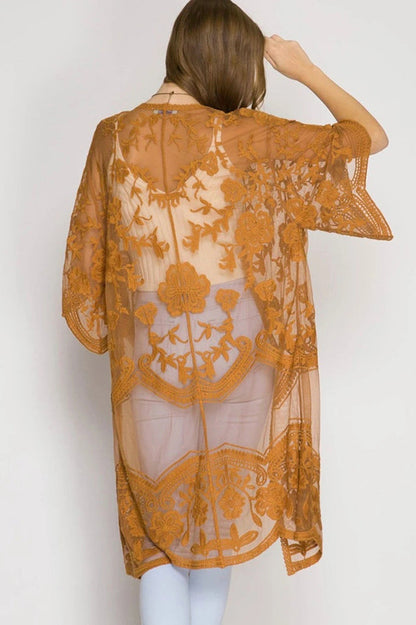 Hollow Out Lace Kimono Cover Up - Seldom Seen Styles
