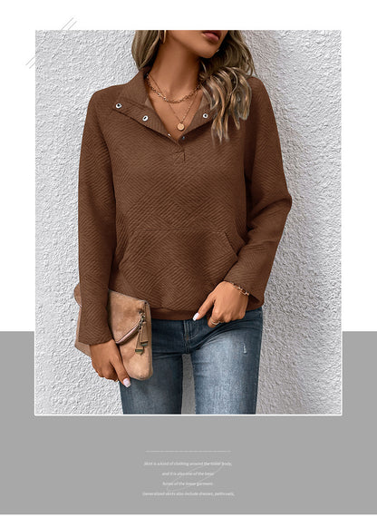 Independent Station Wholesale Hot Selling Multi-color Casual Simple Versatile Long Sleeve Textured Solid Color Cross-border Sweatshirt