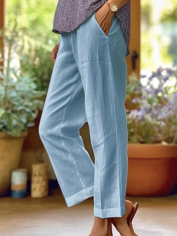 Plain Linen Cotton And Linen Loose Pants - Seldom Seen Styles