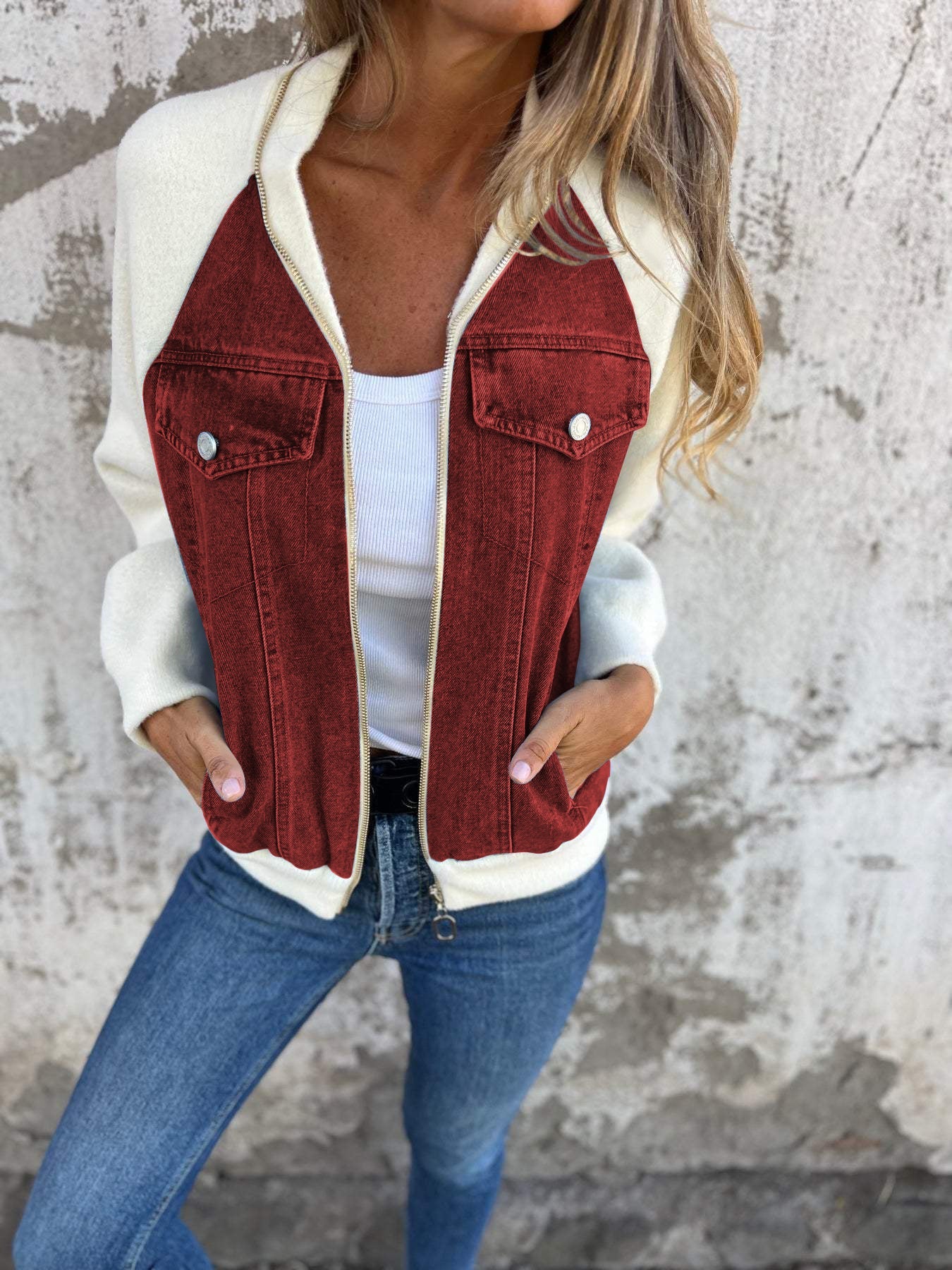 Casual V-neck Zipper Jacket - Seldom Seen Styles