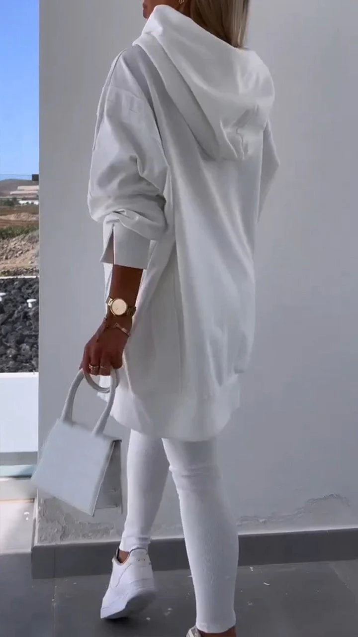 Two-piece Slit Hooded Sweatshirt Set - Seldom Seen Styles