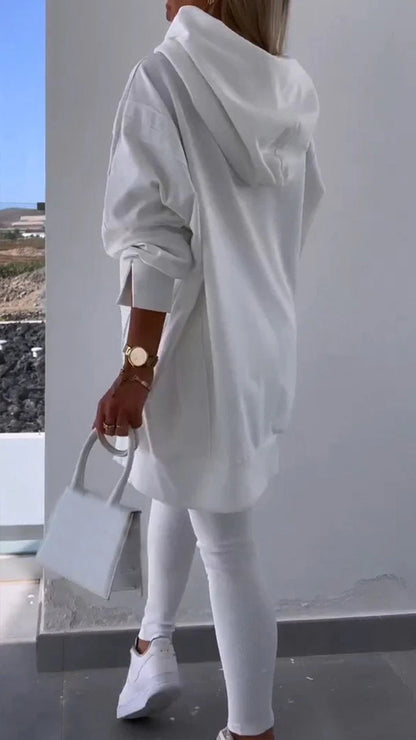 Two-piece Slit Hooded Sweatshirt Set - Seldom Seen Styles