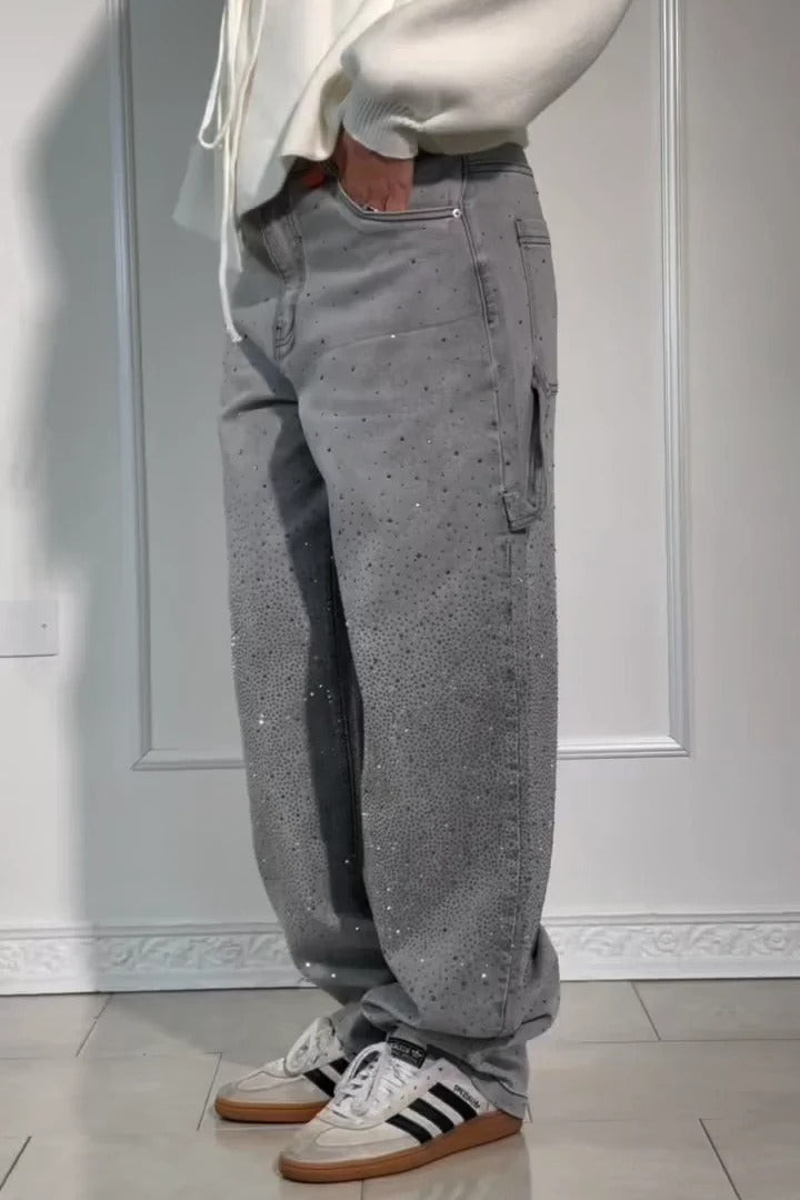 Women's Casual Rhinestone Loose Harem Jeans - Seldom Seen Styles