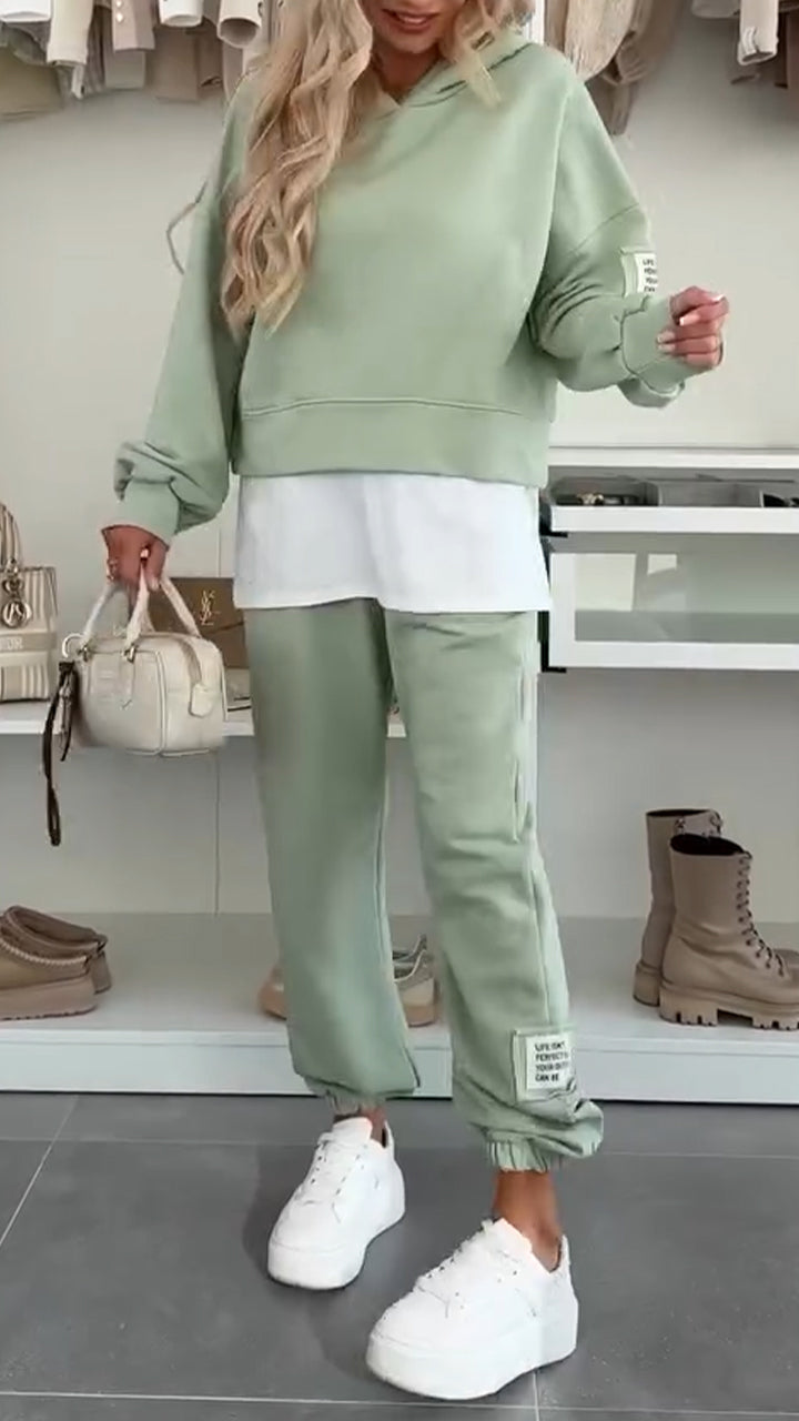 Women's Hooded Patchwork Casual Sweatshirt Suit - Seldom Seen Styles