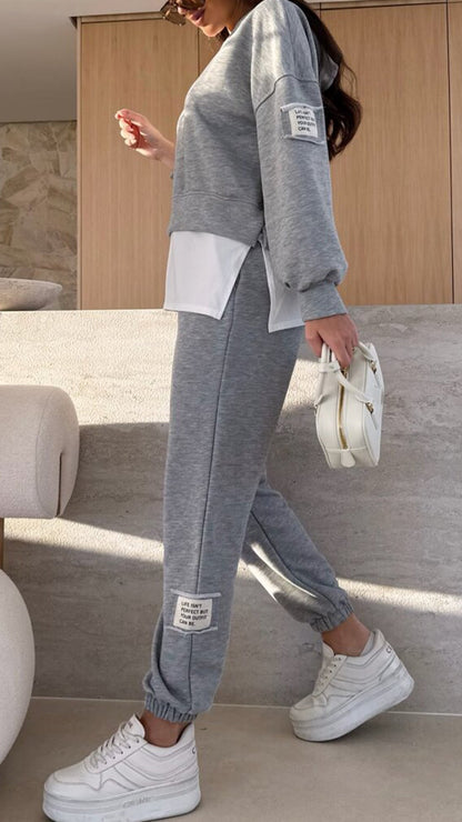 Women's Hooded Patchwork Casual Sweatshirt Suit - Seldom Seen Styles