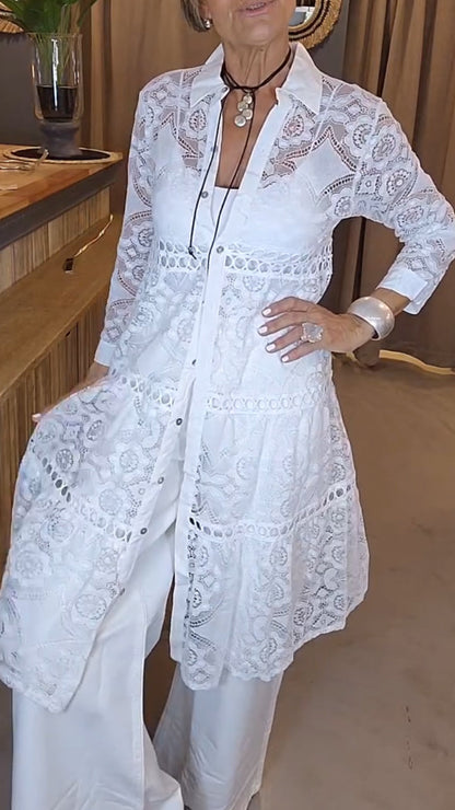 Women's Hollow Lapel Long Top - Seldom Seen Styles