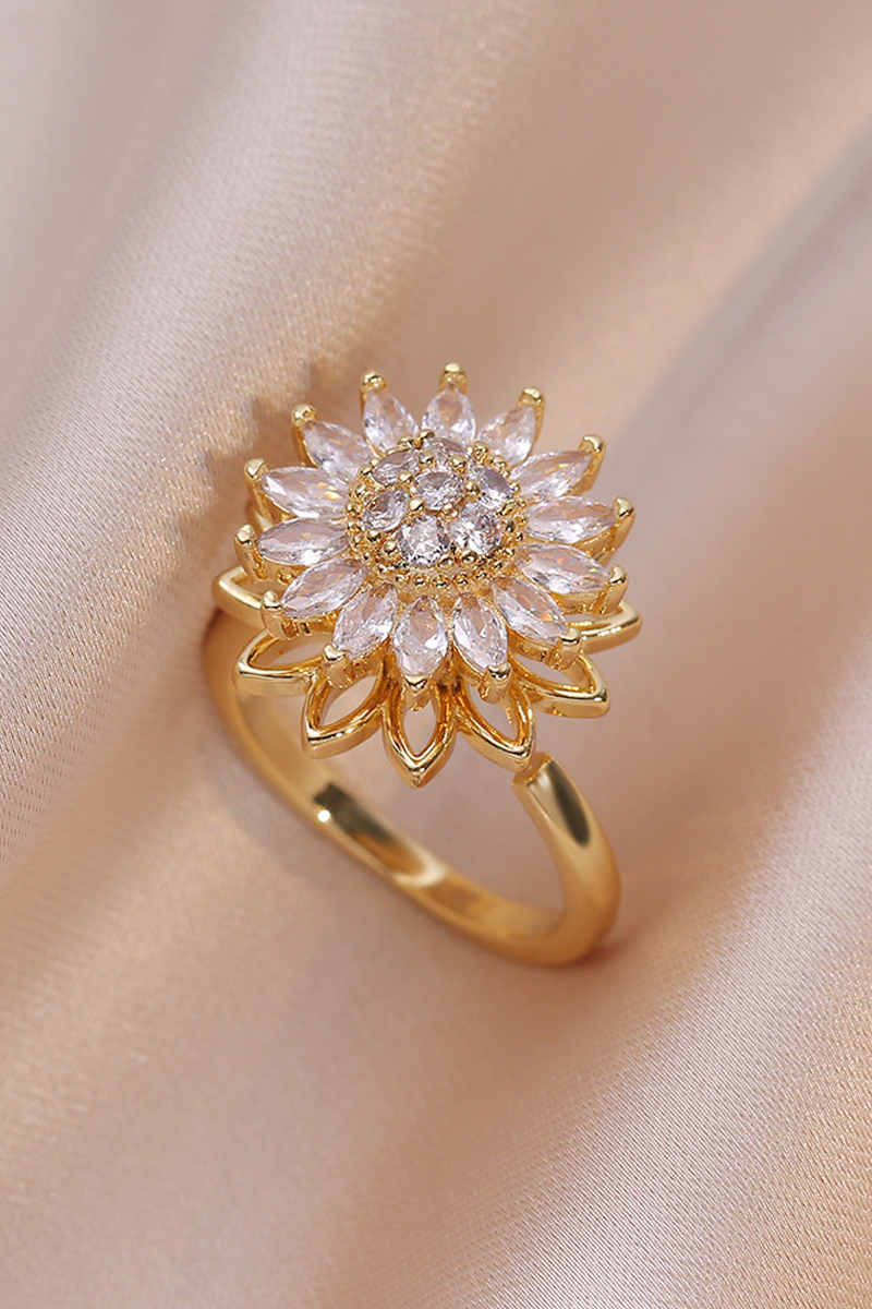 Women's Sunflower Diamond Ring Rotatable - Seldom Seen Styles